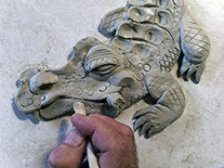 Clay Gator Sculpture