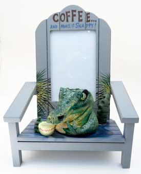 Alligator drinking coffee Photo Chair