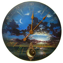 Crescent Moon Pendulum Clock airbrushed by Jim Mazzotta