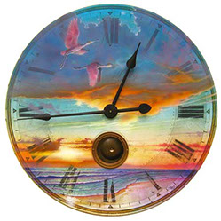 Spoonbill Duo Sunset Clock