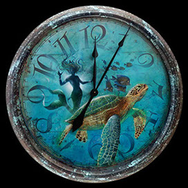 Driftin' the Night Away Mermaid airbrushed Clock